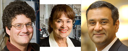 Jonathan Sweedler, professor of chemistry, Martha Gillette, professor of cell and developmental biology, and Rohit Bhargava, professor of bioengineering, received the grant from the Brain Research through Advancing Innovative Neurotechnologies (BRAIN) Initiative Initiative at NIH. (Photo courtesy of the Beckman Institute)