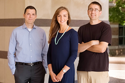 Psychology professor Aron Barbey, left, graduate student Marta Zamroziewicz, and postdoctoral researcher Chris Zwilling conducted a new study linking blood levels of a key nutrient to brain structure and cognition in older adults.