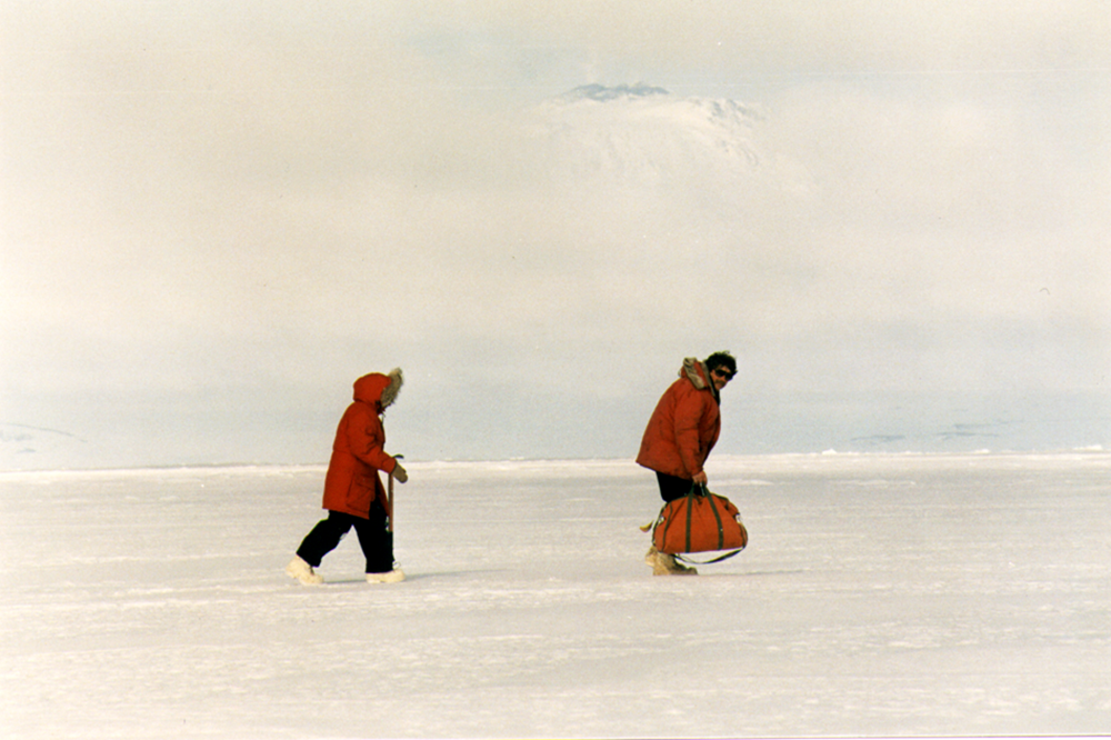 Professors Chi-Hing Christina Cheng and Arthur DeVries conducting research in Antarctica. (Photo courtesy of Chi-Hing Christina Cheng.)