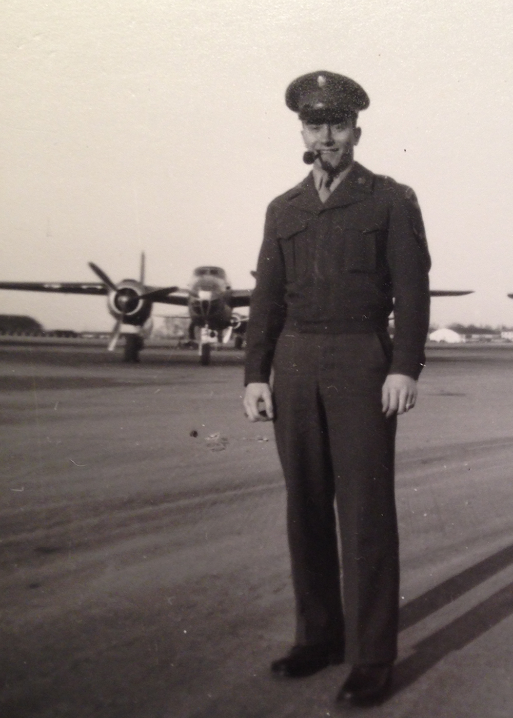 Joseph Sant'Angelo poses for a photo at Chanute Air Force Base, where he was base photographer. (Image courtesy of Joseph Sant'Angelo and the Department of Chemical and Biomolecular Engineering.) 