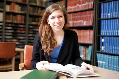 Student in a library