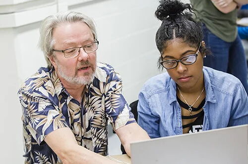 Student using laptop