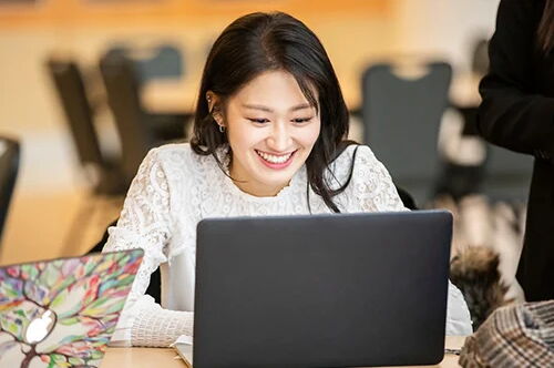 Student using laptop