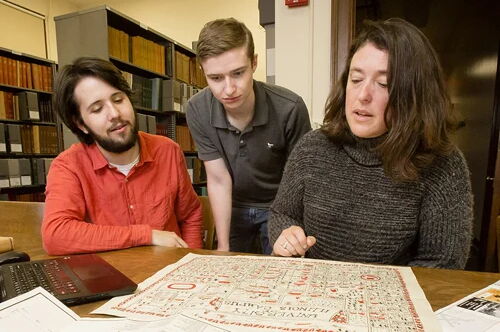 Students in a library
