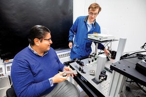 Chemistry professor Joaquín Rodríguez-López with fourth year graduate student Seth Putnam