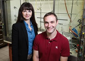 LAS professor of chemistry M. Christina White and graduate student Paul Gormisky developed a new catalyst that will help streamline the drug-discovery process. (Photo by L. Brian Stauffer.)