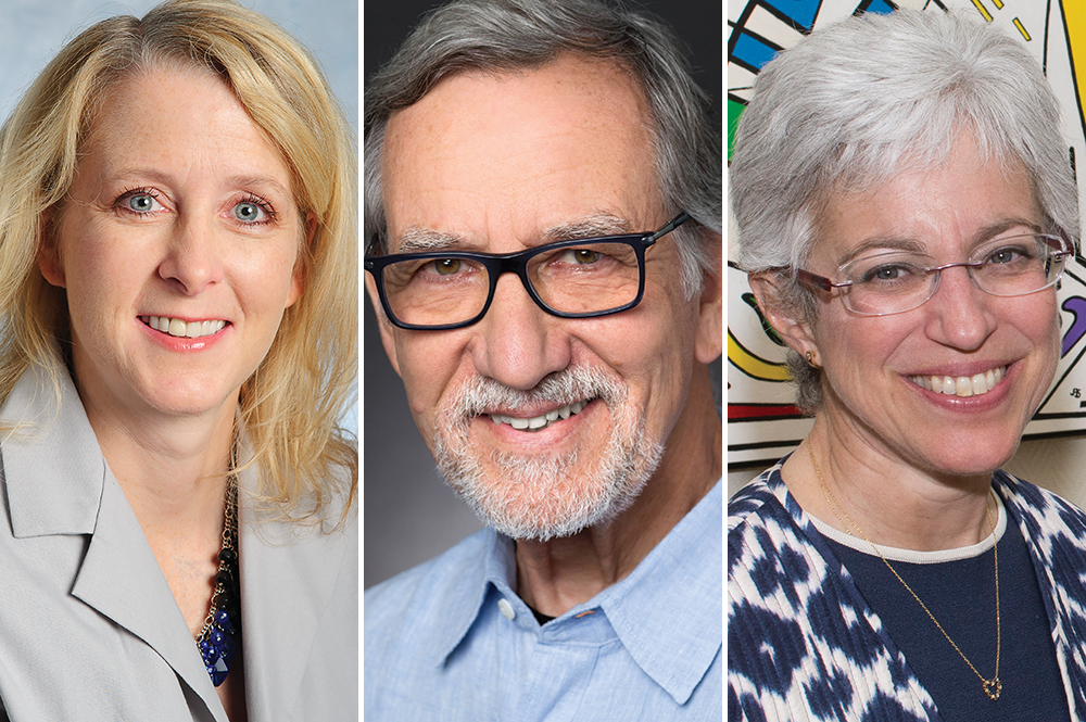 (from left) Elizabeth Pieroth and James Spudich are receiving LAS Alumni Achievement Awards. Deborah Paul is receiving an LAS Dean's Quadrangle Award. (Pieroth and Spudich photos courtesy of the subjects; Paul photo courtesy of the School of Molecular and Cellular Biology.) 