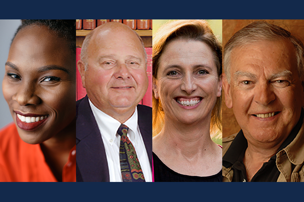 From left: Ifeoluwa (Luvvie) Ajayi, David Boger, Nancy Greenwalt, and Donald Johanson have all received 2017 College of LAS alumni awards. 