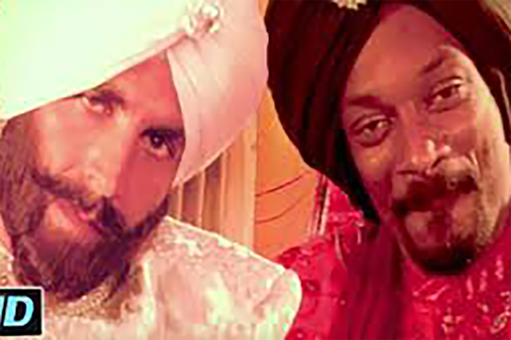 Snoop Dog raps with Indian cinema star Akhshay Kumar in the Bollywood film Singh is King (2008). (Image courtesy of Rini Mehta.)  